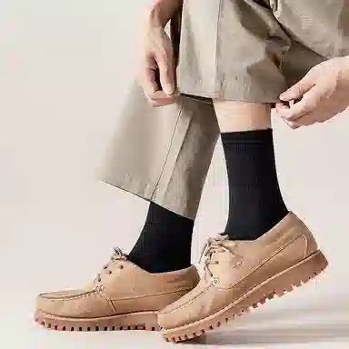 二三二三 纯色商务简约休闲百搭透气运动袜少年感居家舒适防臭保暖小腿袜跑步健身日常通勤散步户外骑行旅游滑雪中筒袜 男款