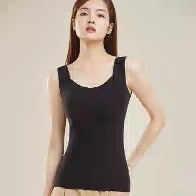 二三二三  休闲隐形无痕舒适秋衣亲肤柔软无袖贴身内搭内衣带胸垫免穿文胸打底衫日常简约百搭保暖上装 女款