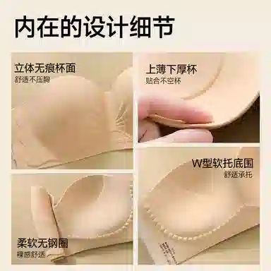 二三二三 无肩带透气吸汗聚拢防滑防下垂亲肤柔软无痕舒适高级感抹胸美背日常时尚百搭无钢圈可调节文胸 女款