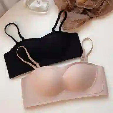 二三二三 纯色简约无痕无钢圈一体式防滑无肩带小胸聚拢抹胸文胸 女款