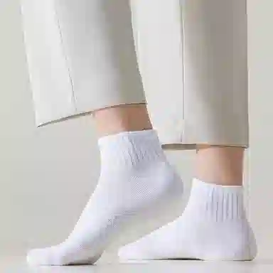 二三二三 纯色运动吸汗透气抗菌防臭袜亲肤舒适高弹抗起球百搭休闲袜薄款网眼短袜 男女同款 组合装