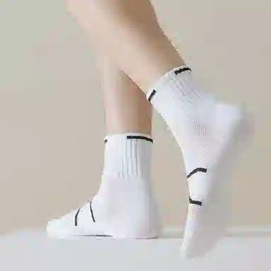 二三二三 纯色毛巾底缓震运动袜吸汗透气防臭日常通勤休闲袜舒适亲肤减压跑步健身训练袜户外骑行体育生羽毛球登山中筒袜 男女同款