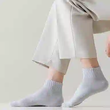 二三二三 纯色运动吸汗透气抗菌防臭袜亲肤舒适高弹抗起球百搭休闲袜薄款网眼短袜 男女同款 组合装