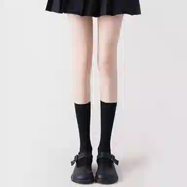 二三二三 黑丝拼接薄款黑色光腿神器防勾丝小腿过膝假两件连裤袜丝袜 女款 组合装