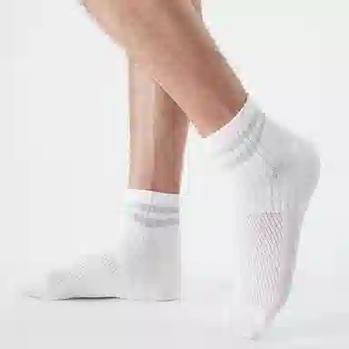 二三二三 纯白薄款撞色条纹高弹不勒脚舒适柔软抗菌防臭防滑健身瑜伽运动袜日常通勤简约时尚百搭短袜中筒袜 女款