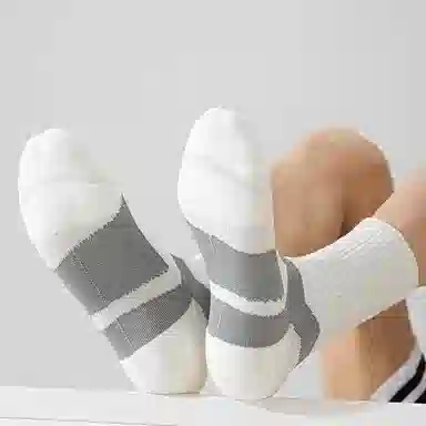 二三二三 深色薄款条纹透气吸汗运动袜户外登山抗菌防臭舒适防滑高弹不勒脚袜简约日常通勤百搭短袜中筒袜 男款