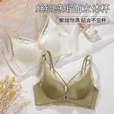 二三二三 缎面小胸聚拢收副乳防下垂薄款大胸显小加厚调整型胸罩文胸 女款