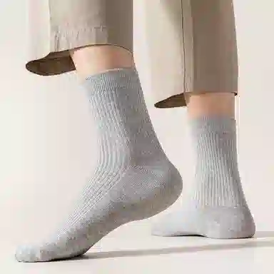 二三二三 纯色商务简约休闲百搭透气运动袜少年感居家舒适防臭保暖小腿袜跑步健身日常通勤散步户外骑行旅游滑雪中筒袜 男款