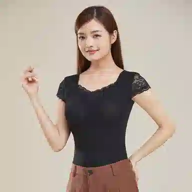 二三二三 法式性感蕾丝花边背心无痕舒适隐形贴身打底衫亲肤柔软内搭上衣时尚日常休闲百搭保暖上装 女款