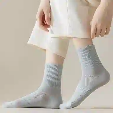 二三二三 网眼透气爱心纯色舒适柔软防臭小腿袜高弹防滑百搭运动袜保暖日常通勤跑步爬山健身中筒袜 女款