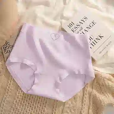 二三二三 纯棉抑菌高腰收腹不卡档不夹臀不卷边亲肤舒适透气不闷三角裤隐形无痕亲肤纯色爱心甜酷可爱少女内裤 女款 组合装