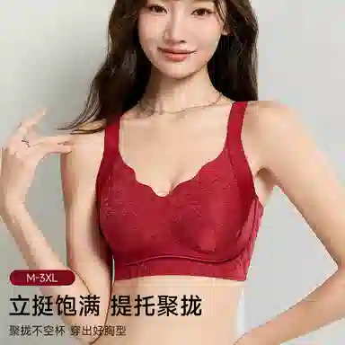 二三二三 新中式国风本命年婚嫁马年大码无痕内衣果冻软支撑亲肤舒适透气聚拢优雅背心美背无钢圈防下垂约会小心机日常通勤文胸 女款