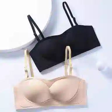 二三二三 纯色简约无痕无钢圈一体式防滑无肩带小胸聚拢抹胸文胸 女款