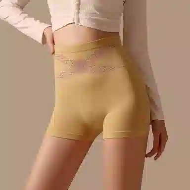 二三二三 纯色高腰收腹提臀不卡档不夹臀不勒腿亲肤舒适柔软平角裤透气防夹臀时尚百搭无痕修身塑形知性典雅内裤 女款 组合装