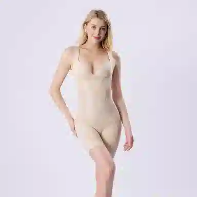 二三二三 亲肤透气产后塑形托胸收腹提臀舒适不卷边无痕简约后脱加宽肩带塑身包臀连体衣 女款 礼盒装