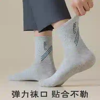 二三二三 简约英文字亲肤柔软休闲袜防臭透气高弹耐磨运动袜日常通勤跑步爬山滑雪骑行袜中筒袜 男款