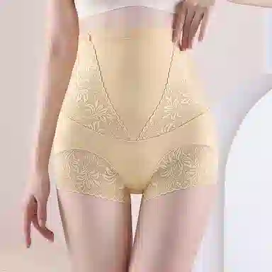 二三二三 法式蕾丝高腰收腹提臀内裤舒适柔软透气不夹臀短裤防卷边产后翘臀收胯塑形塑腰无痕塑身裤 女款