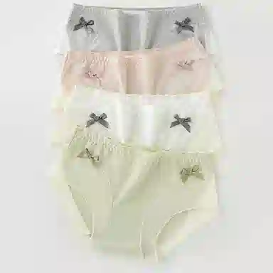 二三二三 蝴蝶结蕾丝抑菌透气不卡档不夹臀柔软不卷边中腰高弹无痕吸湿排汗三角裤舒适亲肤纯欲性感俏皮可爱蝴蝶结内裤 女款 组合装
