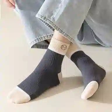 二三二三 潮流时尚撞色舒适抑菌防臭运动袜吸湿排汗个性袜子爬山跑步健身日常通勤中筒袜 男款