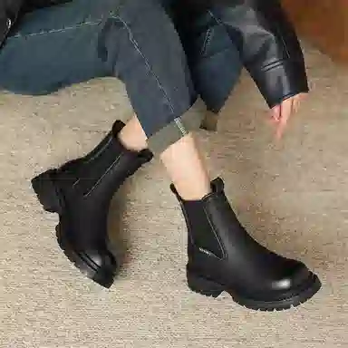 卓诗尼 合成革 复古百搭经典时尚 短筒 切尔西靴 女款