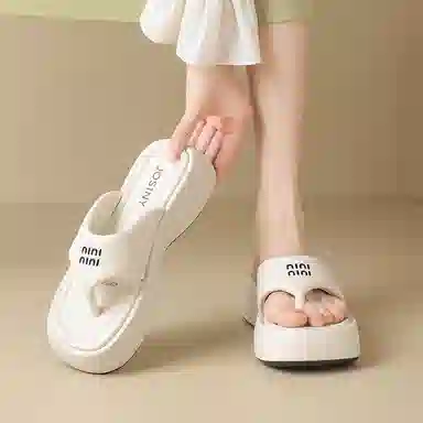 卓诗尼 简约百搭 橡胶底 防滑人字拖鞋 女款