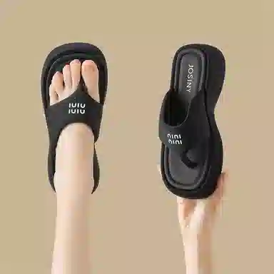 卓诗尼 简约百搭 橡胶底 防滑人字拖鞋 女款