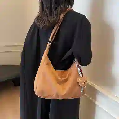 轩玺 简约大容量时尚百搭休闲 麂皮绒 托特包单肩手提斜挎包 常规 女款 棕色/黑色/卡其色/红色