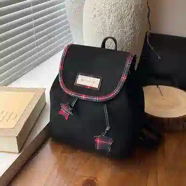 轩玺 美拉德复古轻便时尚星星贴布设计 麂皮绒 背包双肩包 女款 咖色/黑色/棕色/灰色