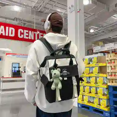 轩玺 日系校园简约百搭 尼龙 双肩包 男女同款情侣款 黑色/棕色/粉色/紫色/卡其色