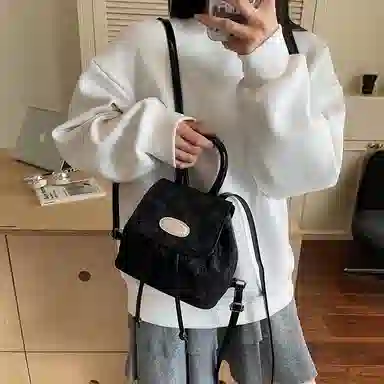 轩玺 韩系洋气小巧轻便时尚通勤 牛津布 双肩包 常规 女款 白色/黑色