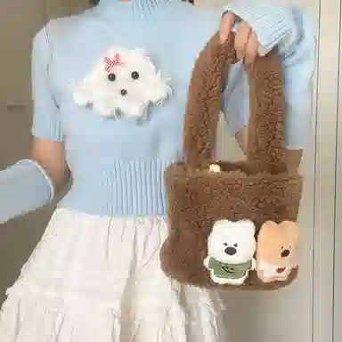 轩玺 可爱百搭通勤 毛绒 手提包 常规 女款 多色