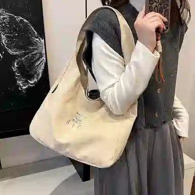 轩玺 小众设计休闲简约时尚百搭 帆布 帆布单肩包 大号 女款 豹纹/黑色/卡其色