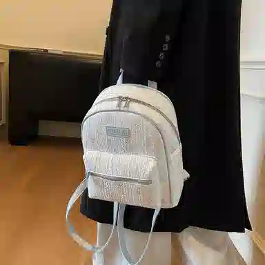轩玺 可爱小熊蝴蝶结百搭通勤上课 牛津布 书包背包双肩包 女款 米白