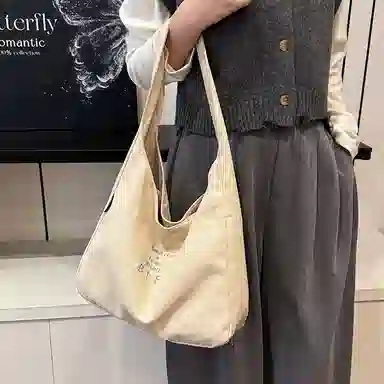 轩玺 小众设计休闲简约时尚百搭 帆布 帆布单肩包 大号 女款 豹纹/黑色/卡其色