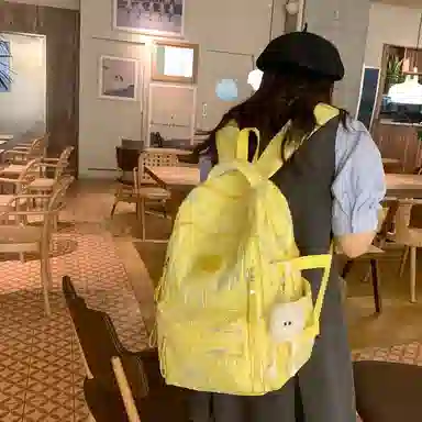 轩玺 校园简约百搭可爱风 牛津布 学生书包背包双肩包旅行包 大号 女款 黑色