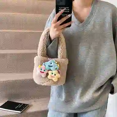 轩玺 可爱百搭通勤 毛绒 手提包 常规 女款 多色