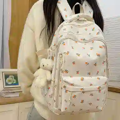 轩玺 韩系文艺小清新森系可爱百搭 尼龙 双肩包 女款 白色