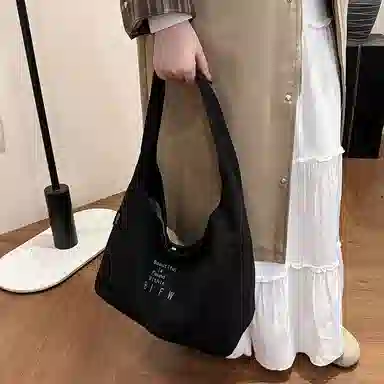 轩玺 小众设计休闲简约时尚百搭 帆布 帆布单肩包 大号 女款 豹纹/黑色/卡其色