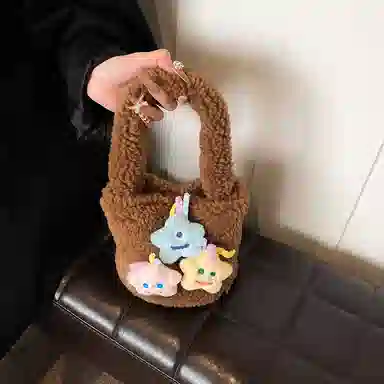 轩玺 可爱百搭通勤 毛绒 手提包 常规 女款 多色