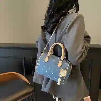 轩玺 高级感小众简约时尚甜美百搭通勤 牛津布 手提包 女款 蓝色