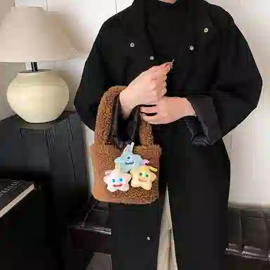 轩玺 可爱百搭通勤 毛绒 手提包 常规 女款 多色