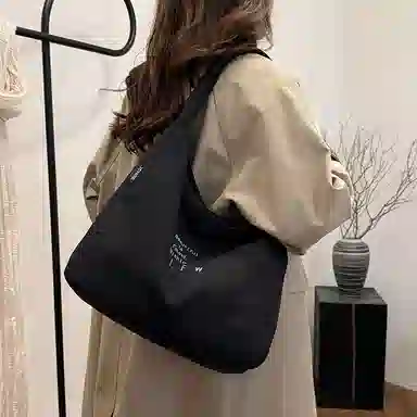 轩玺 小众设计休闲简约时尚百搭 帆布 帆布单肩包 大号 女款 豹纹/黑色/卡其色