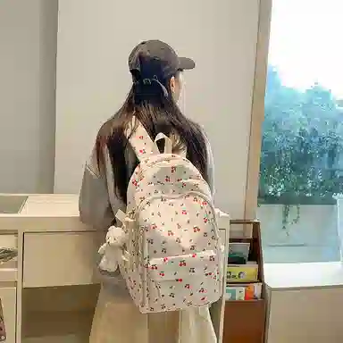 轩玺 韩系文艺小清新森系可爱百搭 尼龙 双肩包 女款 白色