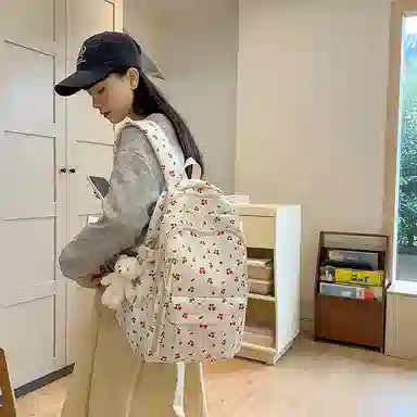 轩玺 韩系文艺小清新森系可爱百搭 尼龙 双肩包 女款 白色