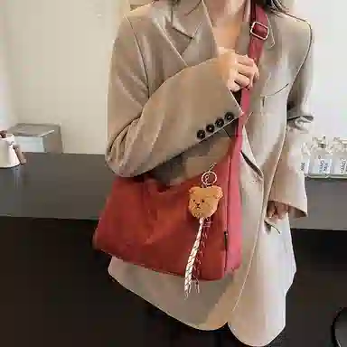 轩玺 简约大容量时尚百搭休闲 麂皮绒 托特包单肩手提斜挎包 常规 女款 棕色/黑色/卡其色/红色