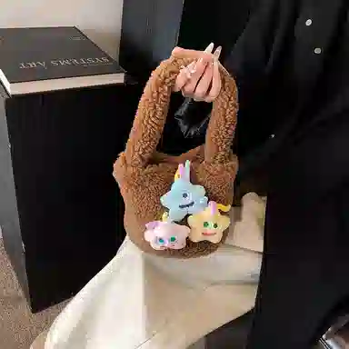 轩玺 可爱百搭通勤 毛绒 手提包 常规 女款 多色