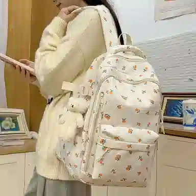 轩玺 韩系文艺小清新森系可爱百搭 尼龙 双肩包 女款 白色