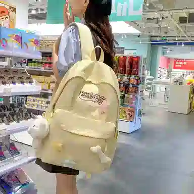 轩玺 简约时尚可爱校园学生 牛津布 书包背包双肩包 大号 女款 黑色