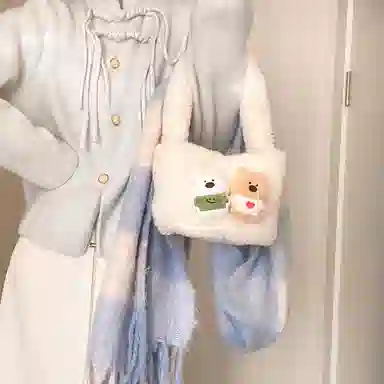 轩玺 可爱百搭通勤 毛绒 手提包 常规 女款 多色