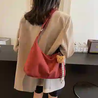 轩玺 简约大容量时尚百搭休闲 麂皮绒 托特包单肩手提斜挎包 常规 女款 棕色/黑色/卡其色/红色